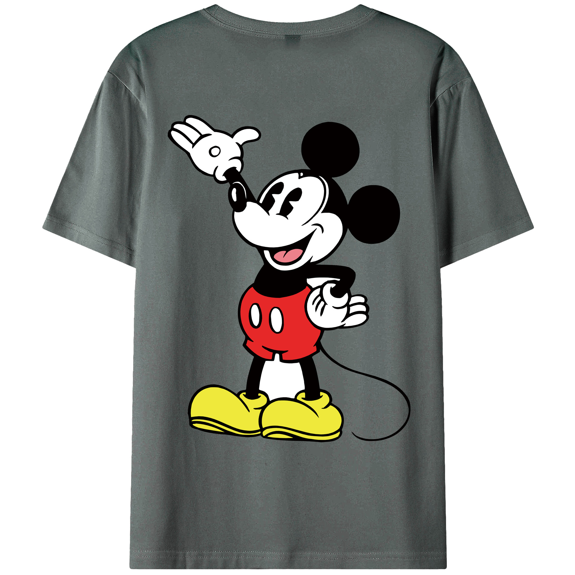 ミッキーマウス Mickey Mouse 綿100％ メンズ半袖Tシャツ（バックプリント） 通気性